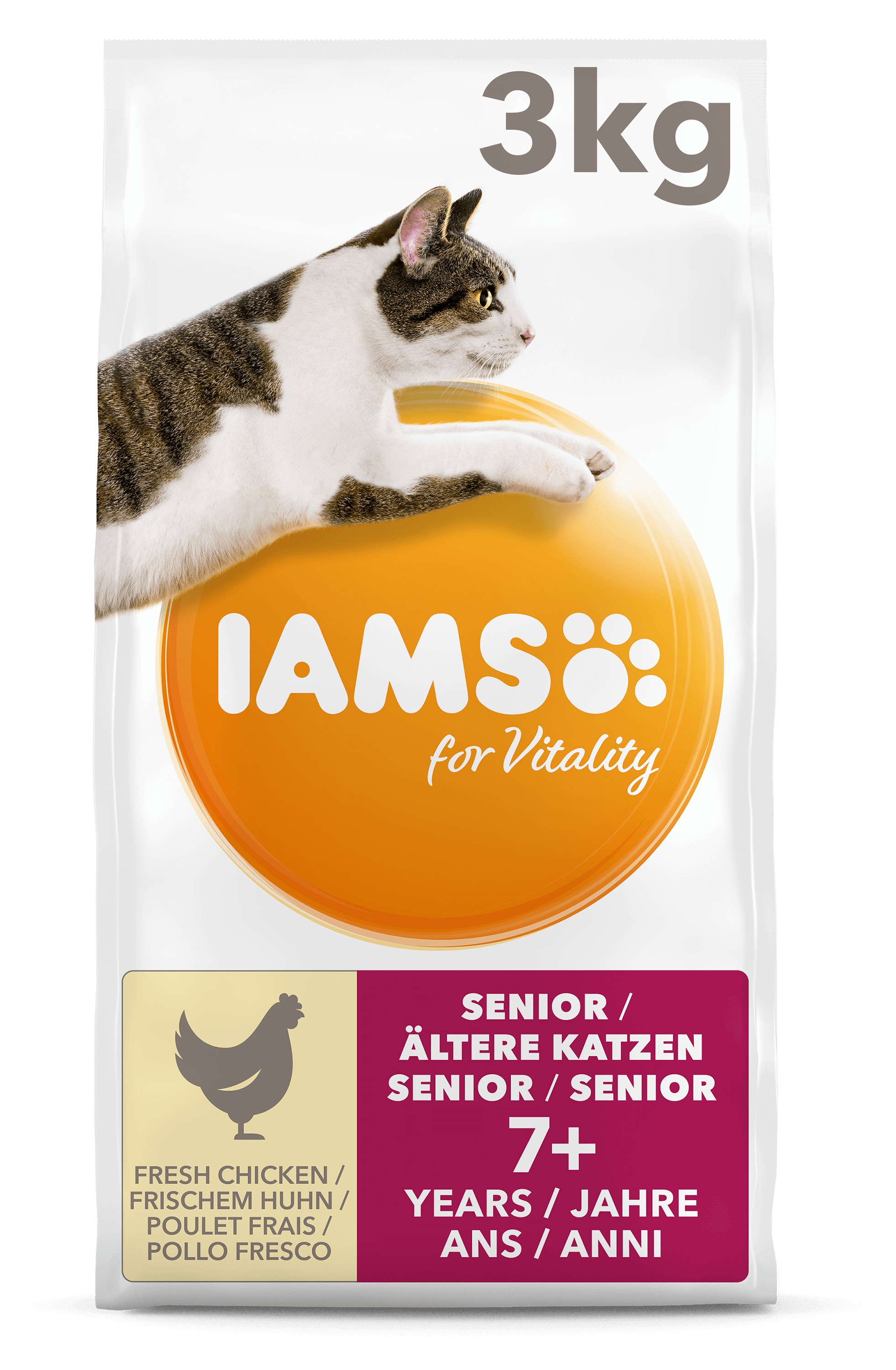 Iams For Vitality Senior met verse Kip kattenvoer