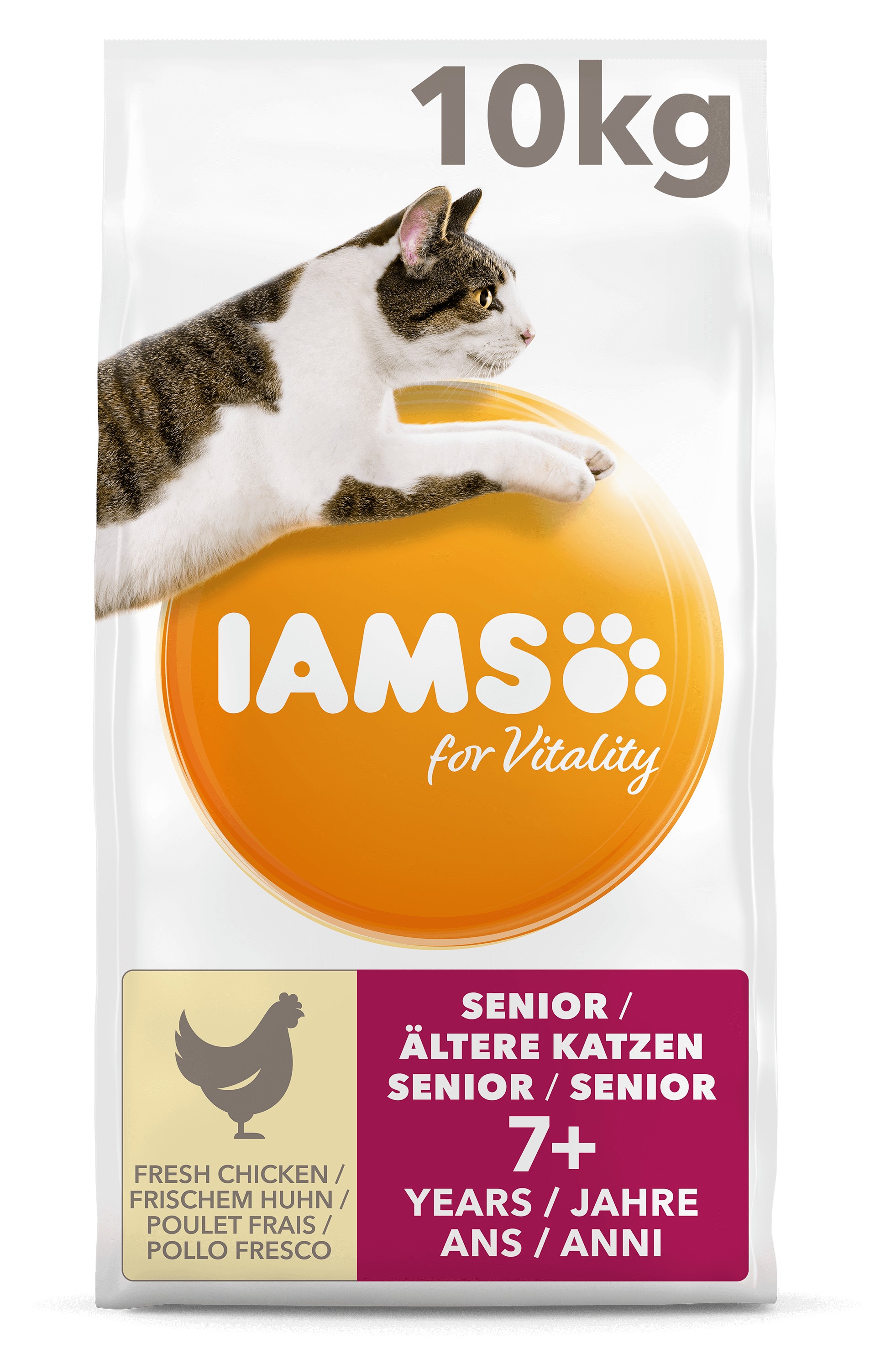 Iams For Vitality Senior met verse Kip kattenvoer