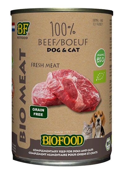 Biofood Organic 100% rundvlees blik 400 gr hond & kat