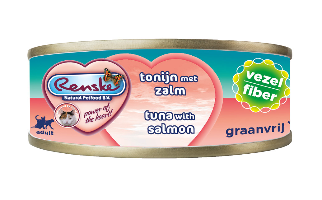 Renske Fiber Thunfisch mit Lachs Katzen-Nassfutter (70 Gramm)