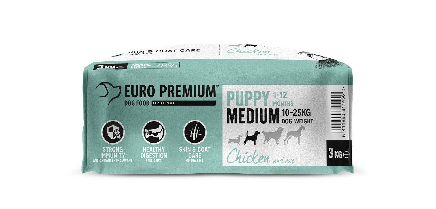 Euro Premium Puppy Medium Huhn & Reis Hundefutter