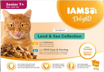 Iams Delights Senior Land & Sea Collection in gravy (12x85g)