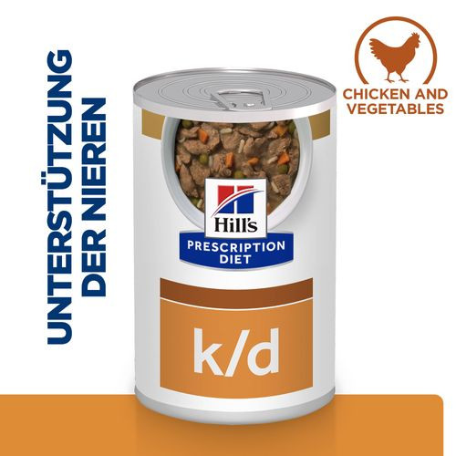 Hill's Prescription Diet K/D stoofpotje kip & groenten 354 g blik hondenvoer