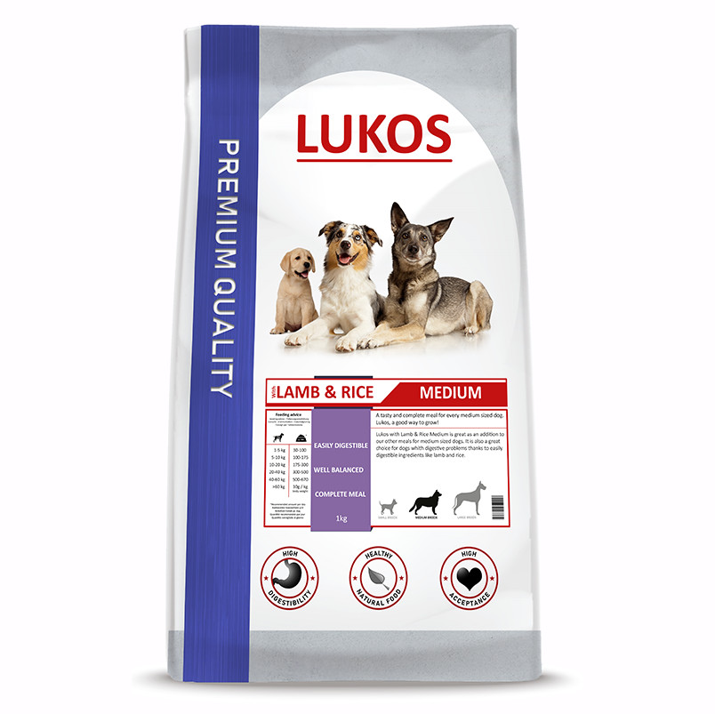 Lukos Adult Medium met lam & rijst - premium hondenvoer Lukos Adult Medium met lam & rijst - premium hondenvoer