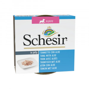 Schesir Puppy tonijn met aloë (jelly) natvoer hond (blikjes 150 g)
