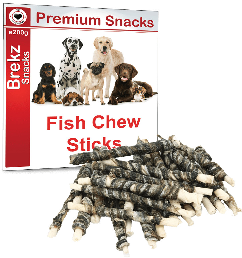 Brekz Premium Fish Chew Sticks rawhide hondenkauwsnack met vis 200g