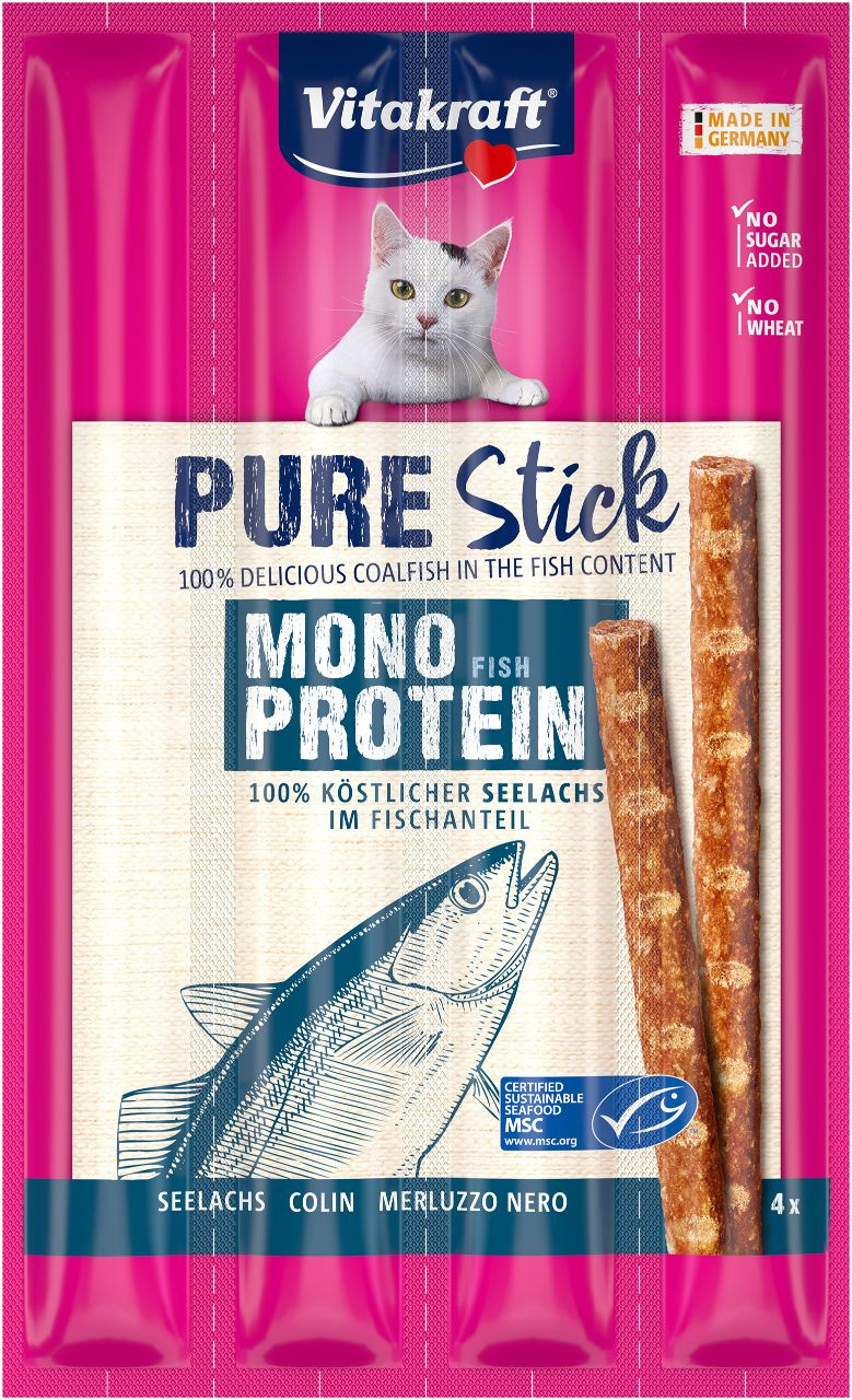 Vitakraft Pure Stick koolvis kattensnack (4 x 5 g)