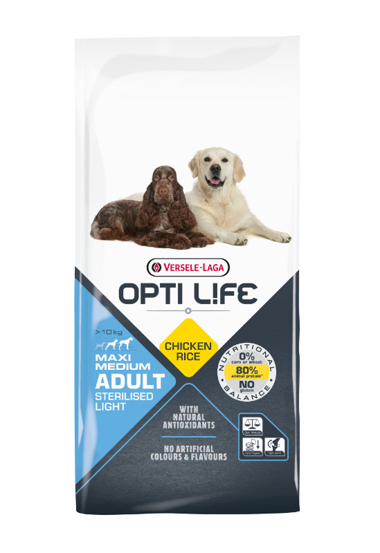 Opti Life Adult Light Medium/Maxi Hundefutter mit Huhn & Reis