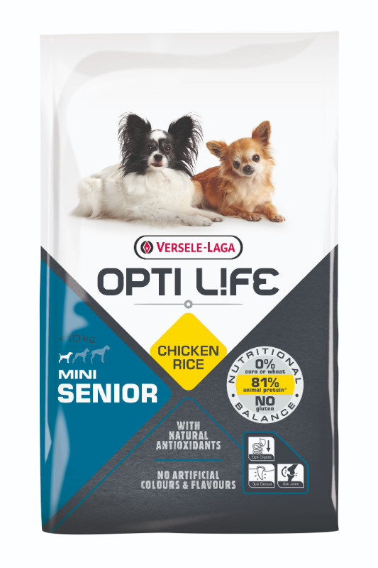 Opti Life Senior Mini Hundefutter mit viel Huhn&Reis