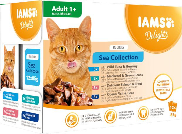 Iams Delights Adult Sea Collection in jelly natvoer kat (12x85 g)