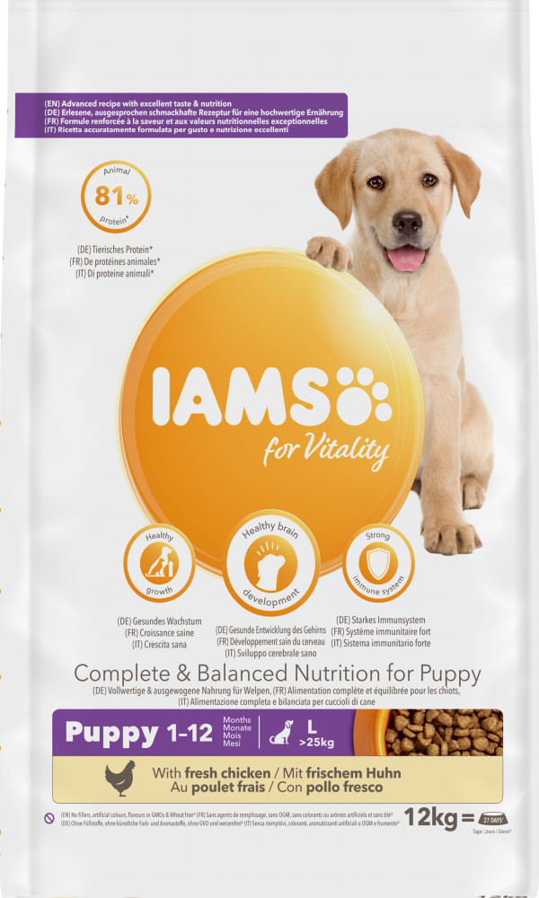 Iams for Vitality Puppy Large Kip hondenvoer