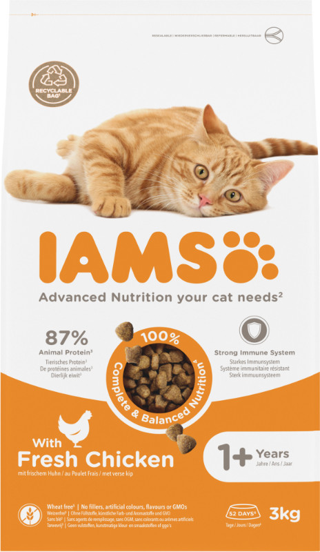 Iams For Vitality Adult met Verse Kip Kattenvoer