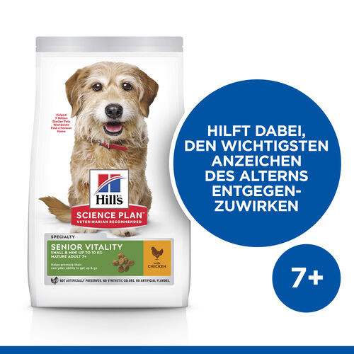 Hill's Mature Adult Senior Vitality Small Mini Hundefutter mit Huhn