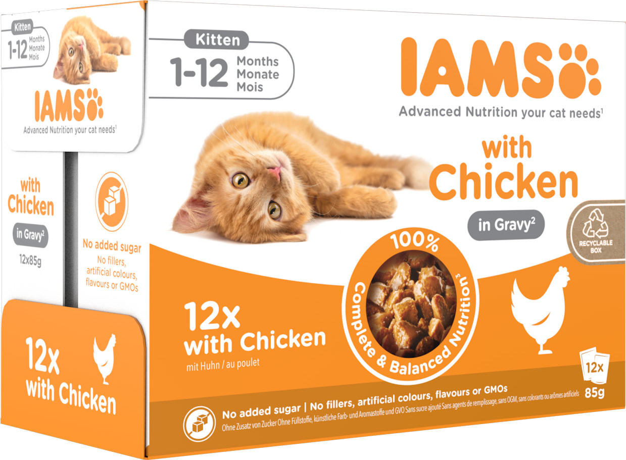 Iams Delights Kitten met kip in gravy natvoer kat (12x85g)