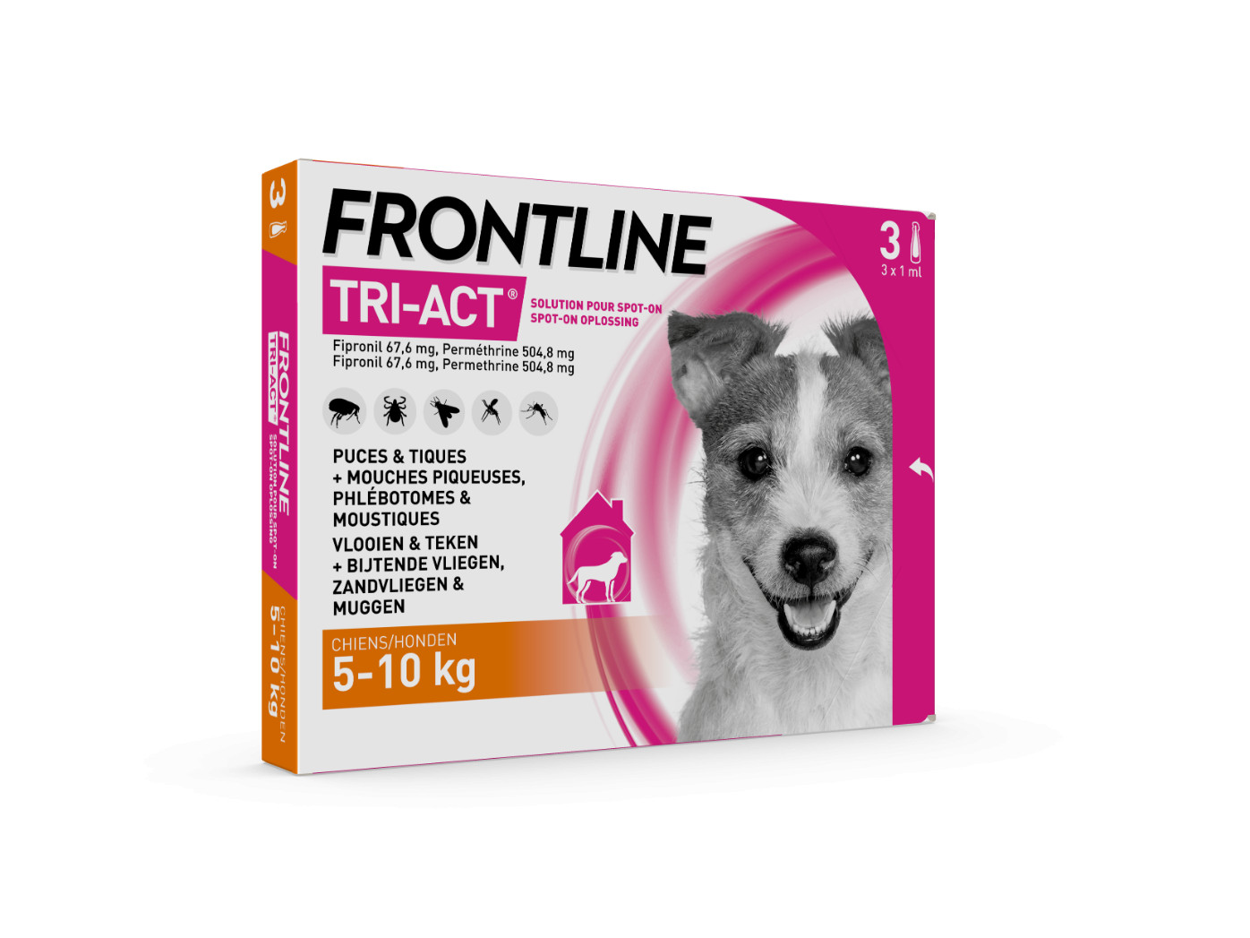 Frontline Tri-Act Spot-on anti-parasiet hond S / 5 -10 kg