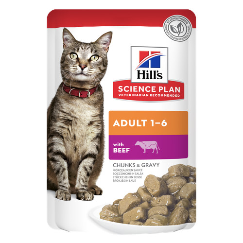 Hill's Adult nat kattenvoer met rund maaltijdzakje multipack