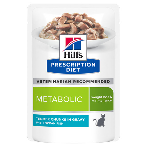 Hill's Prescription Diet Metabolic Weight Management nat kattenvoer met zeevis maaltijdzakje multipack