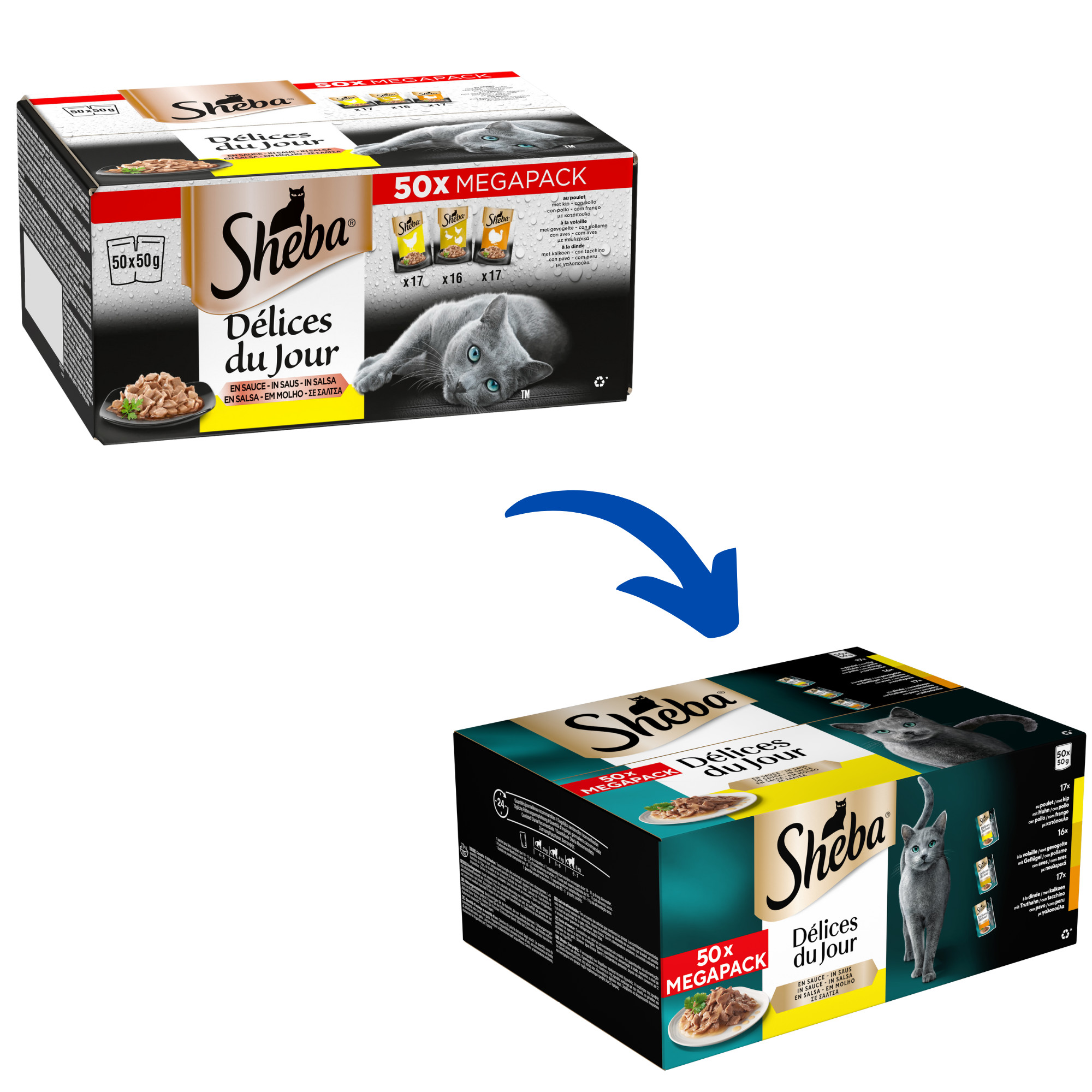 Sheba Delices du Jour Geflügel Variation in Soße für Katzen Multipack (50g)