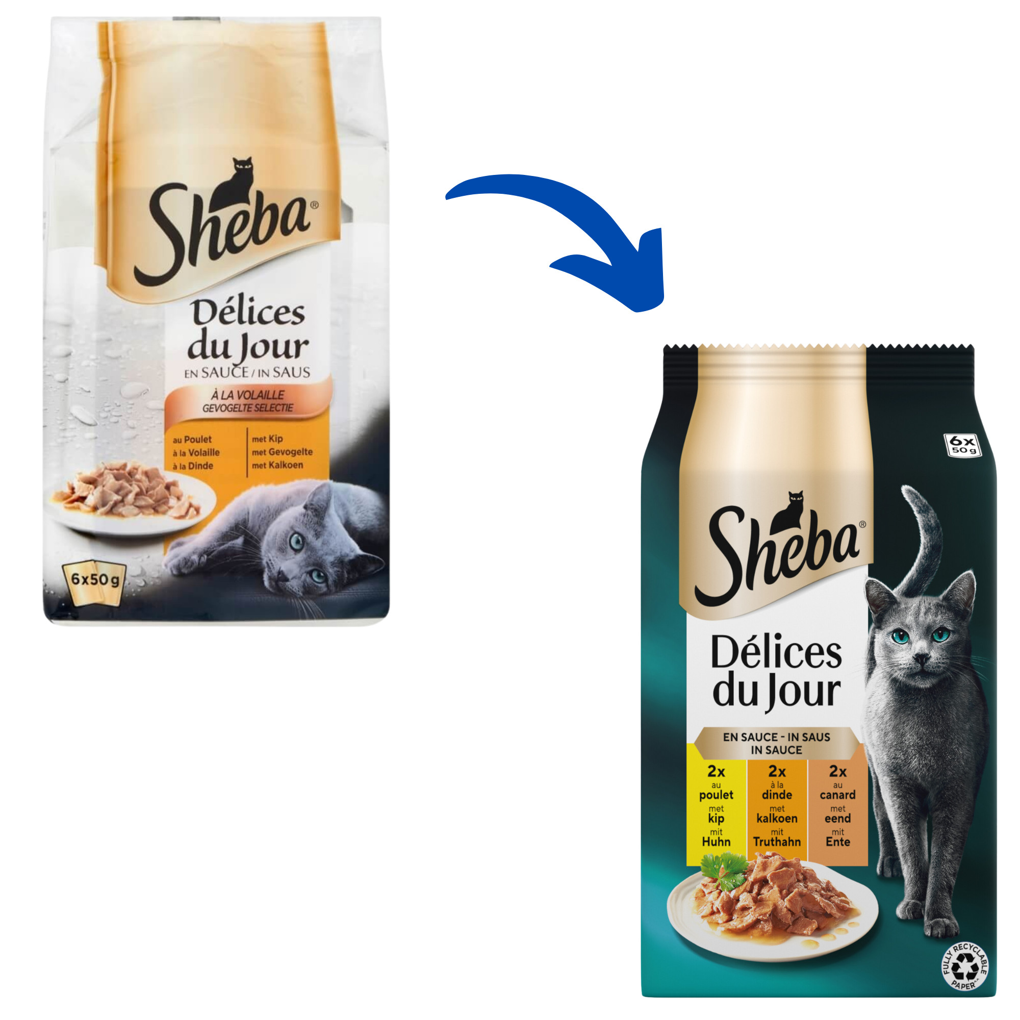 Sheba Delices du Jour Geflügel Variation in Soße für Katzen Multipack (50g)