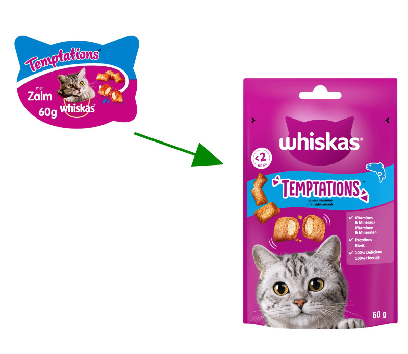Whiskas Temptations mit Lachsgeschmack Katzensnack