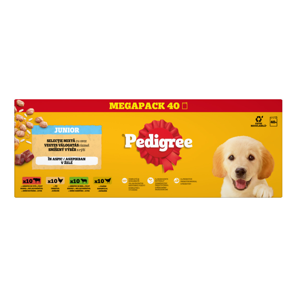 Pedigree Junior Mix Selectie in gelei megapack natvoer hond maaltijdzakjes