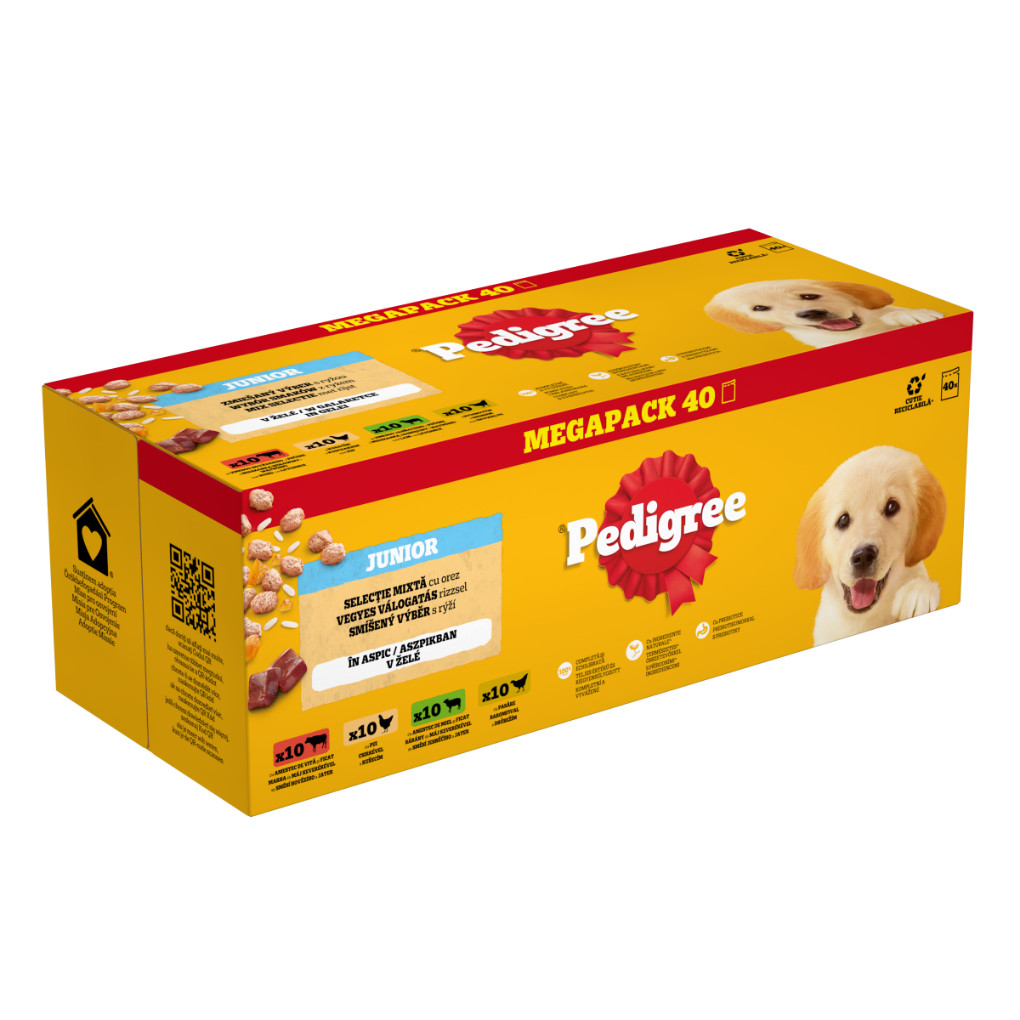 Pedigree Junior Mix Selectie in gelei megapack natvoer hond maaltijdzakjes