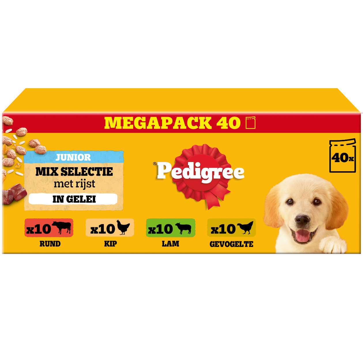 Pedigree Junior Mix Selectie in gelei megapack natvoer hond maaltijdzakjes