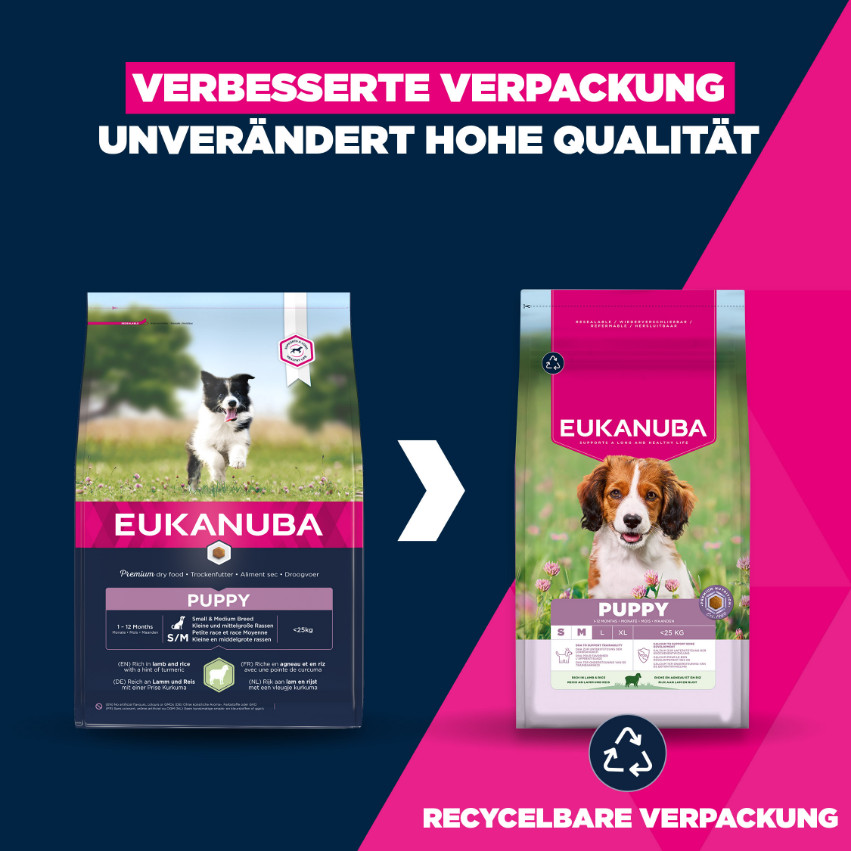 Eukanuba Puppy Small Medium Lam & Rijst hondenvoer