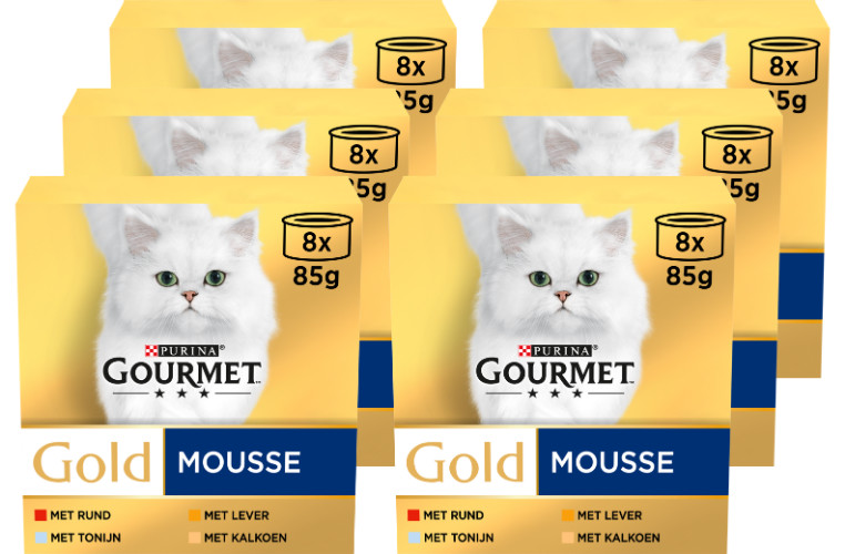 Gourmet Gold Mousse Thunfisch Leber Truthahn Rind Katzen-Nassfutter (85 g)