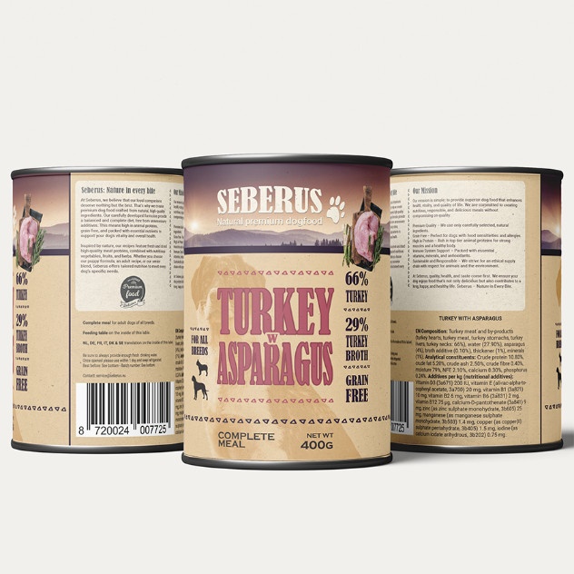 Seberus Turkey w/Asparagus getreidefreies Hunde-Nassfutter
