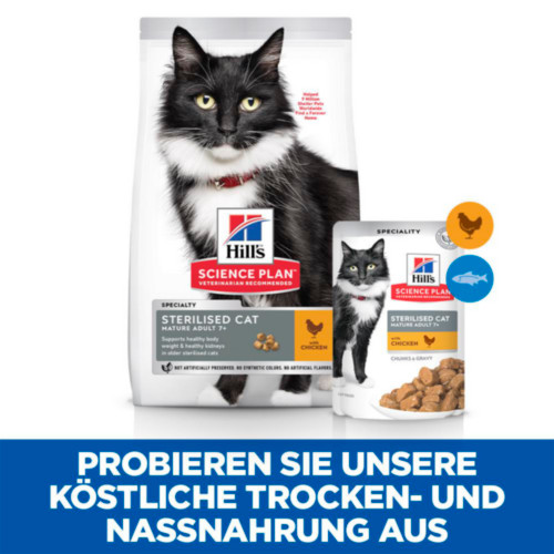 Hill's Mature Adult 7+ Sterilised Cat nat kattenvoer met kip en oceaanvis maaltijdzakje combipack