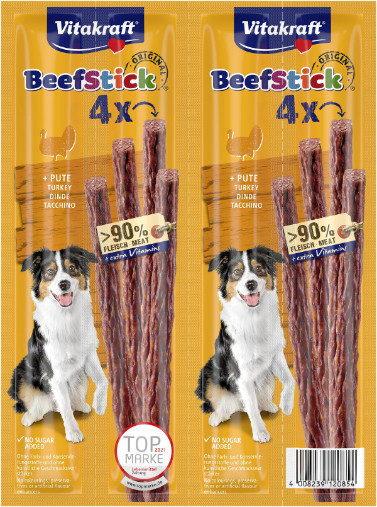 Vitakraft Beefstick met kalkoen hondensnack (4 st.) Vitakraft Beefstick met kalkoen hondensnack (4 st.)