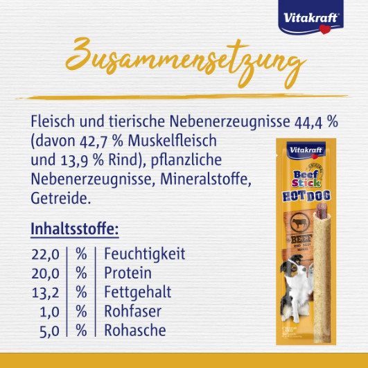 Vitakraft Beefstick Hot Dog met rund hondensnack Vitakraft Beefstick Hot Dog met rund hondensnack