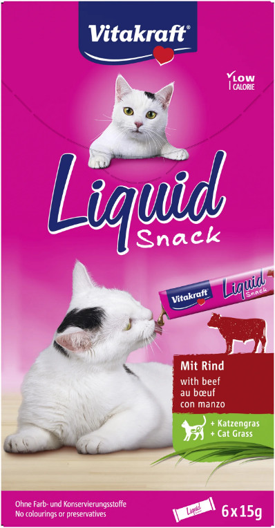 Vitakraft Liquid Snacks met rund kattensnack (6 x 15g) Vitakraft Liquid Snacks met rund kattensnack (6 x 15g)