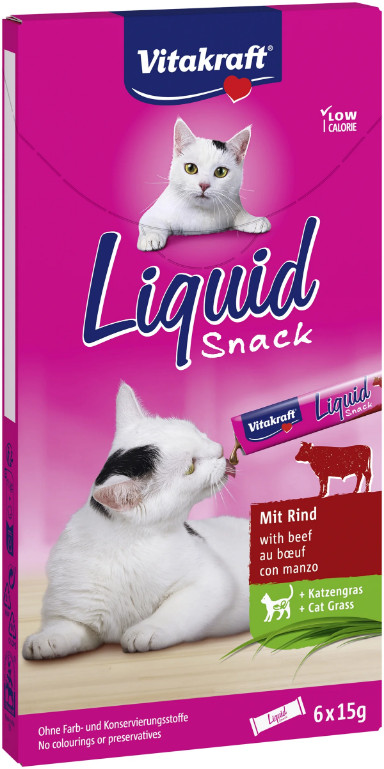 Vitakraft Liquid Snacks met rund kattensnack (6 x 15g) Vitakraft Liquid Snacks met rund kattensnack (6 x 15g)