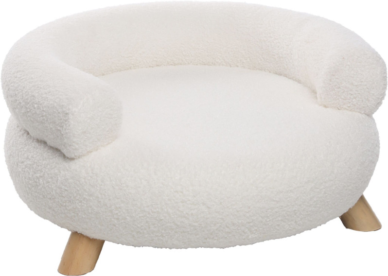 Sofa Deteno ligstoel rond voor hond en kat wit