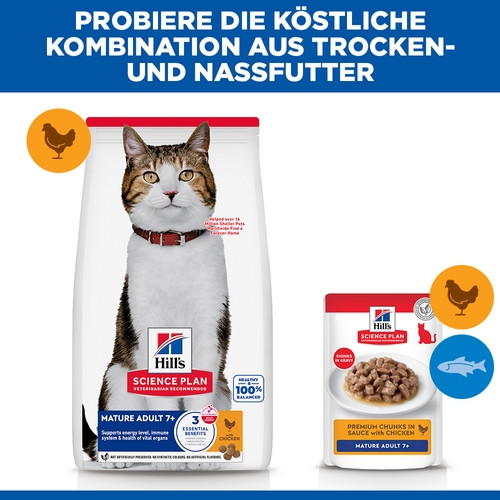 Hill's Mature Adult 7+ Active Longevity Huhn Katzenfutter 