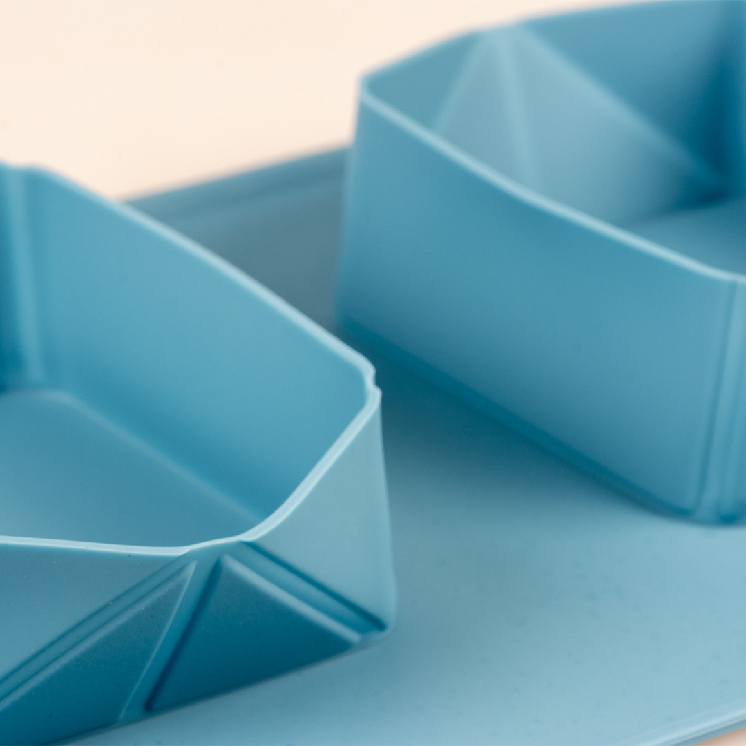 Silicone voerbakjes voor op reis (duo, oprolbaar)