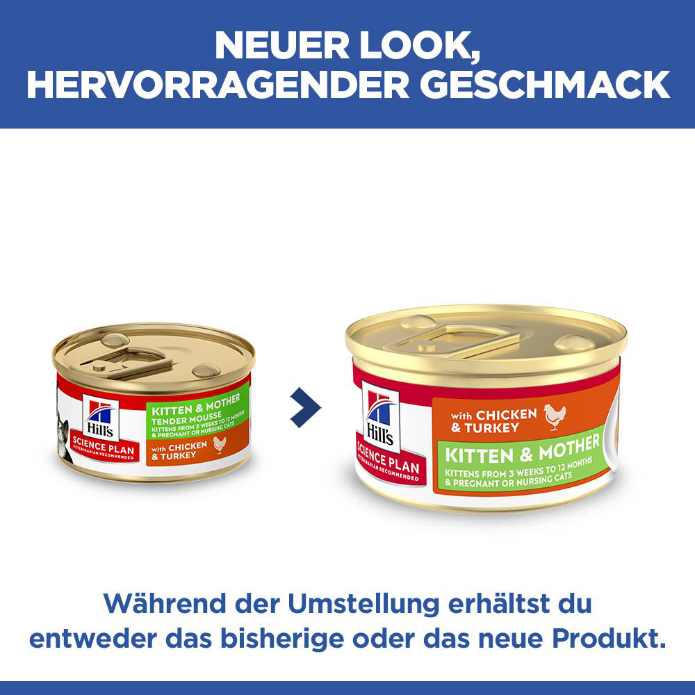 Hill's Kitten & Mother Tender Mousse nat kattenvoer met kip en kalkoen blik