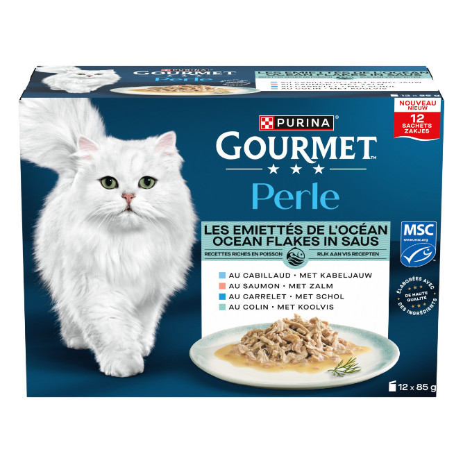 Purina Gourmet Perle Duo met zalm-koolvis, zalm-witvis, zeevis-tonijn of sardine-tonijn natvoer kat (12x85 g)