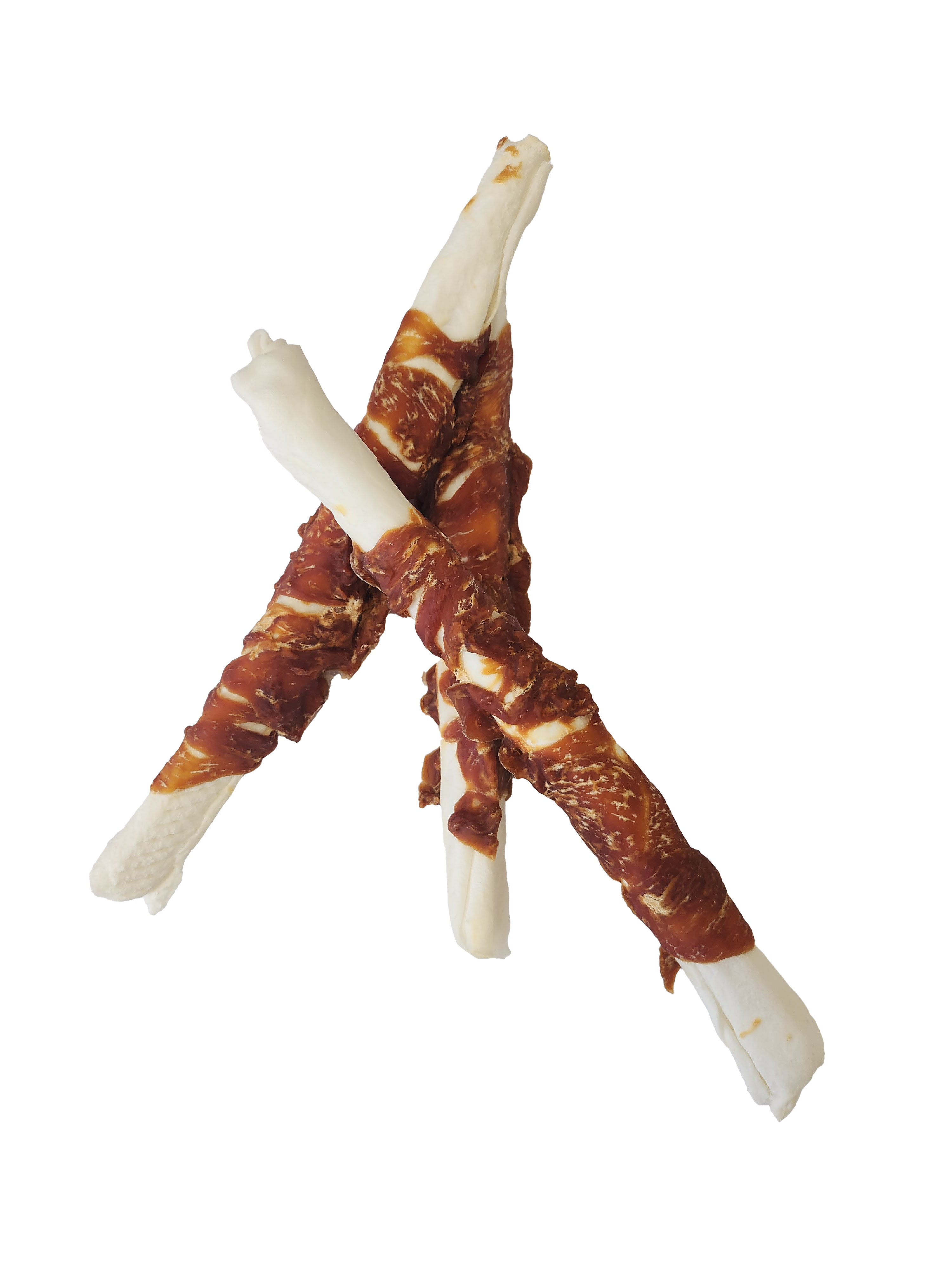 Brekz Rawhide Dog Chews -  Rinderhaut mit Huhn Kaurollen (28 cm)
