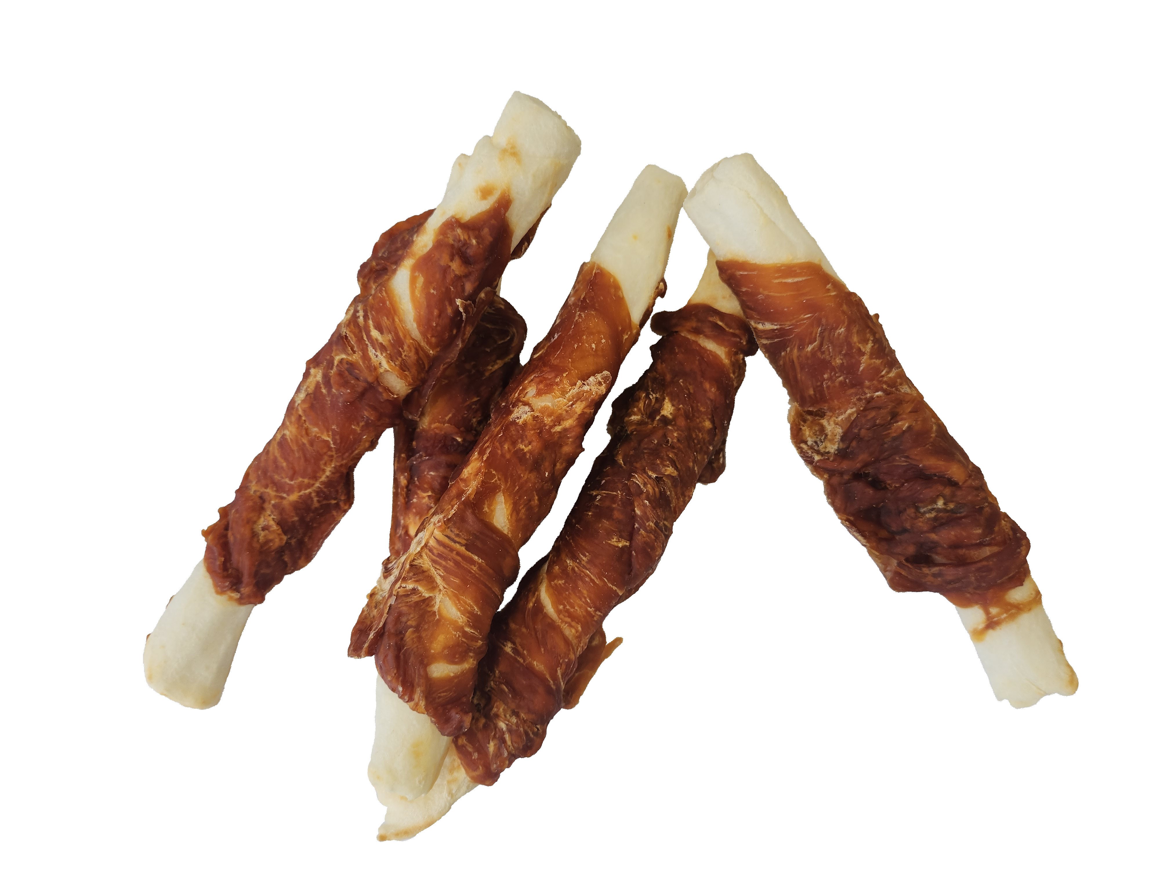 Brekz Rawhide Dog Chews - Rinderhaut mit Huhn Kaurollen (17 cm)