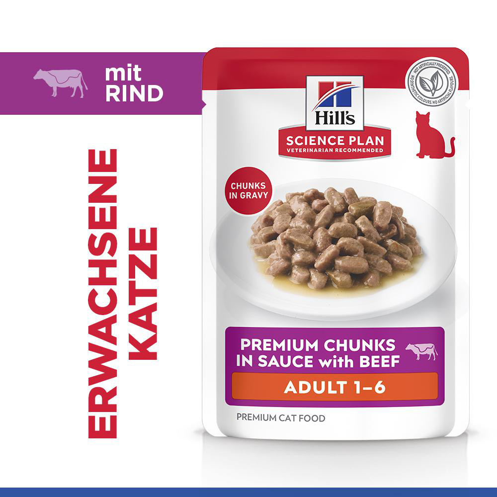 Hill's Adult nat kattenvoer met rund maaltijdzakje multipack