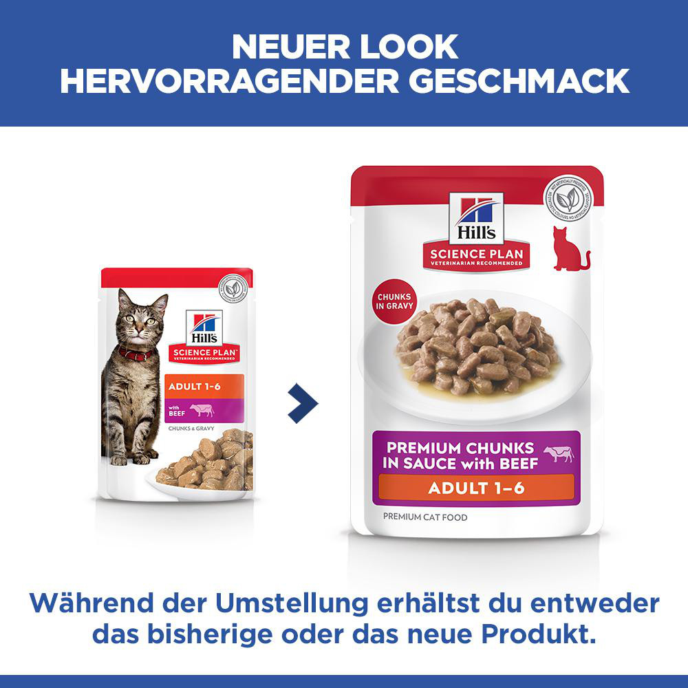 Hill's Adult nat kattenvoer met rund maaltijdzakje multipack