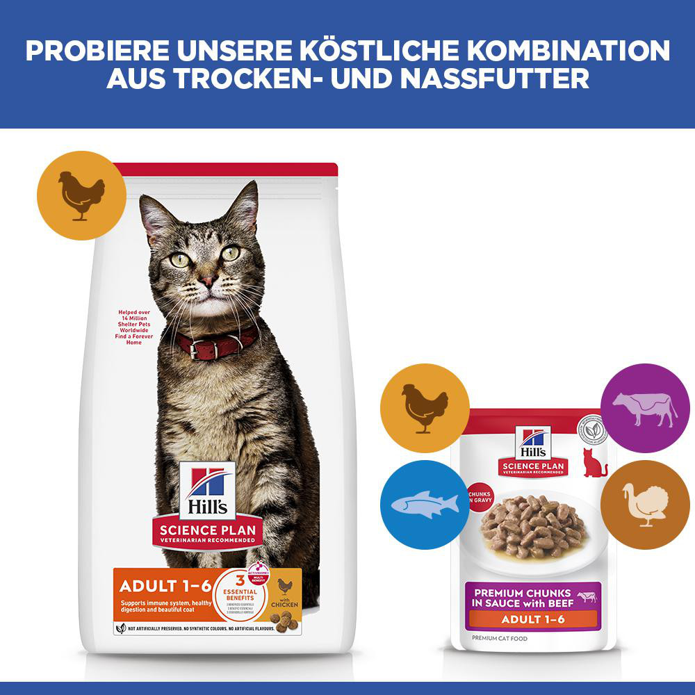 Hill's Adult nat kattenvoer met rund maaltijdzakje multipack