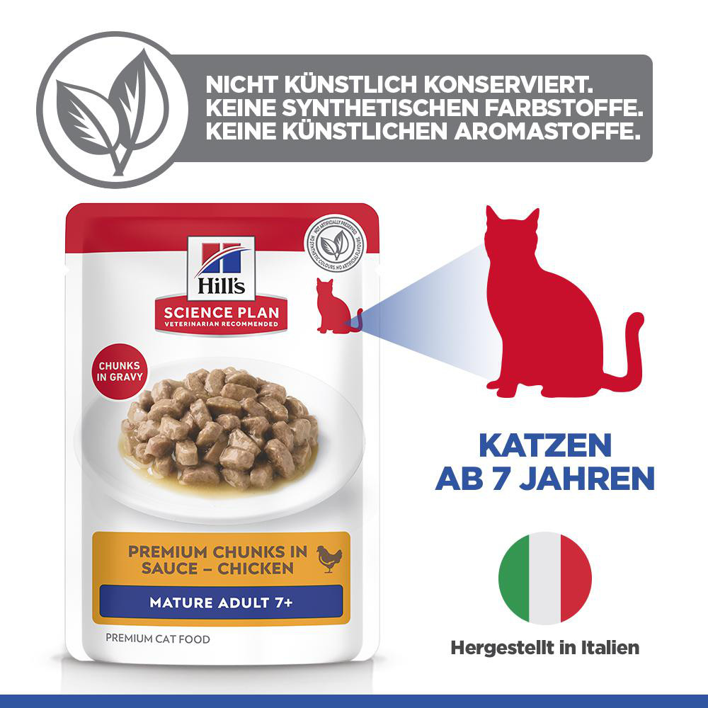 Hill's Mature Adult 7+ nat kattenvoer met kip maaltijdzakje multipack