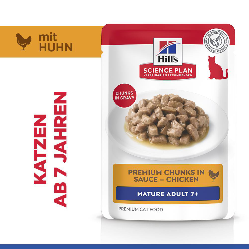 Hill's Mature Adult 7+ nat kattenvoer met kip maaltijdzakje multipack