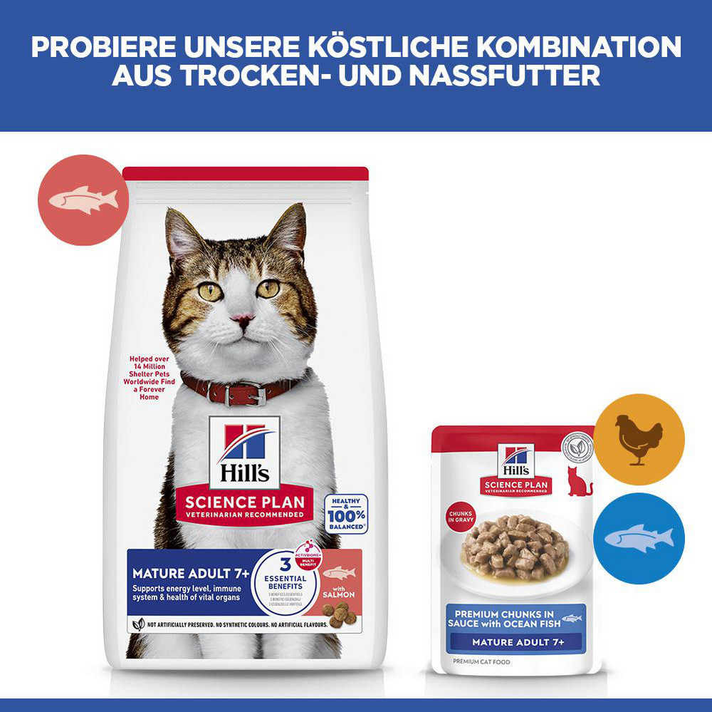 Hill's Mature Adult 7+ nat kattenvoer met zeevis maaltijdzakje multipack