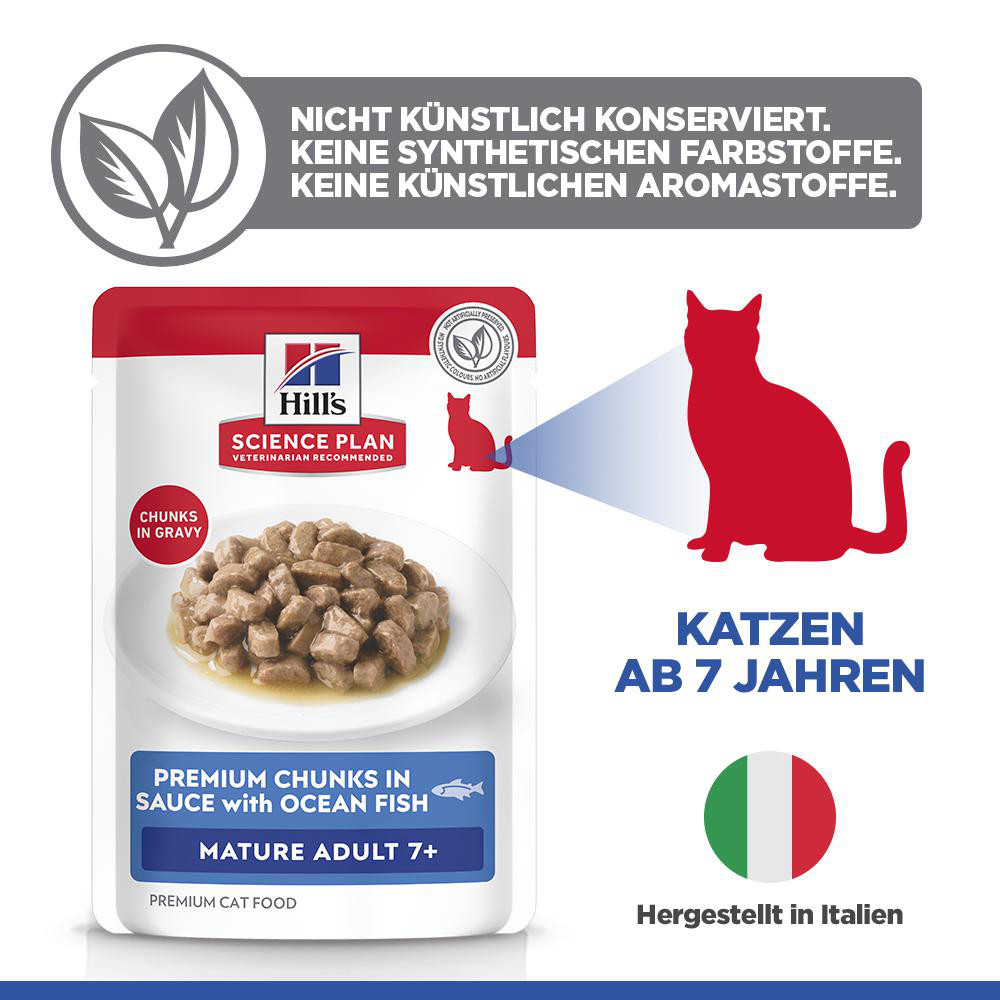 Hill's Mature Adult 7+ nat kattenvoer met zeevis maaltijdzakje multipack