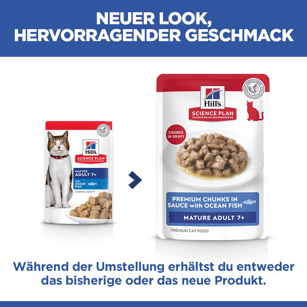 Hill's Mature Adult 7+ nat kattenvoer met zeevis maaltijdzakje multipack